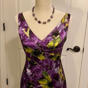 Jones New York Purple Dress Flowered Short Sleeve